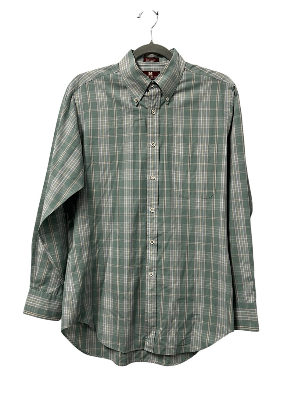 Vintage 80s Nordstrom Plaid Dress Shirt Men’s M Slim Preppy Button Down Pastel